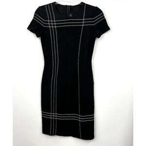 St. John Dress Womens Black Milano Knit Sheath Dress with Stitch Detail Size 2‎